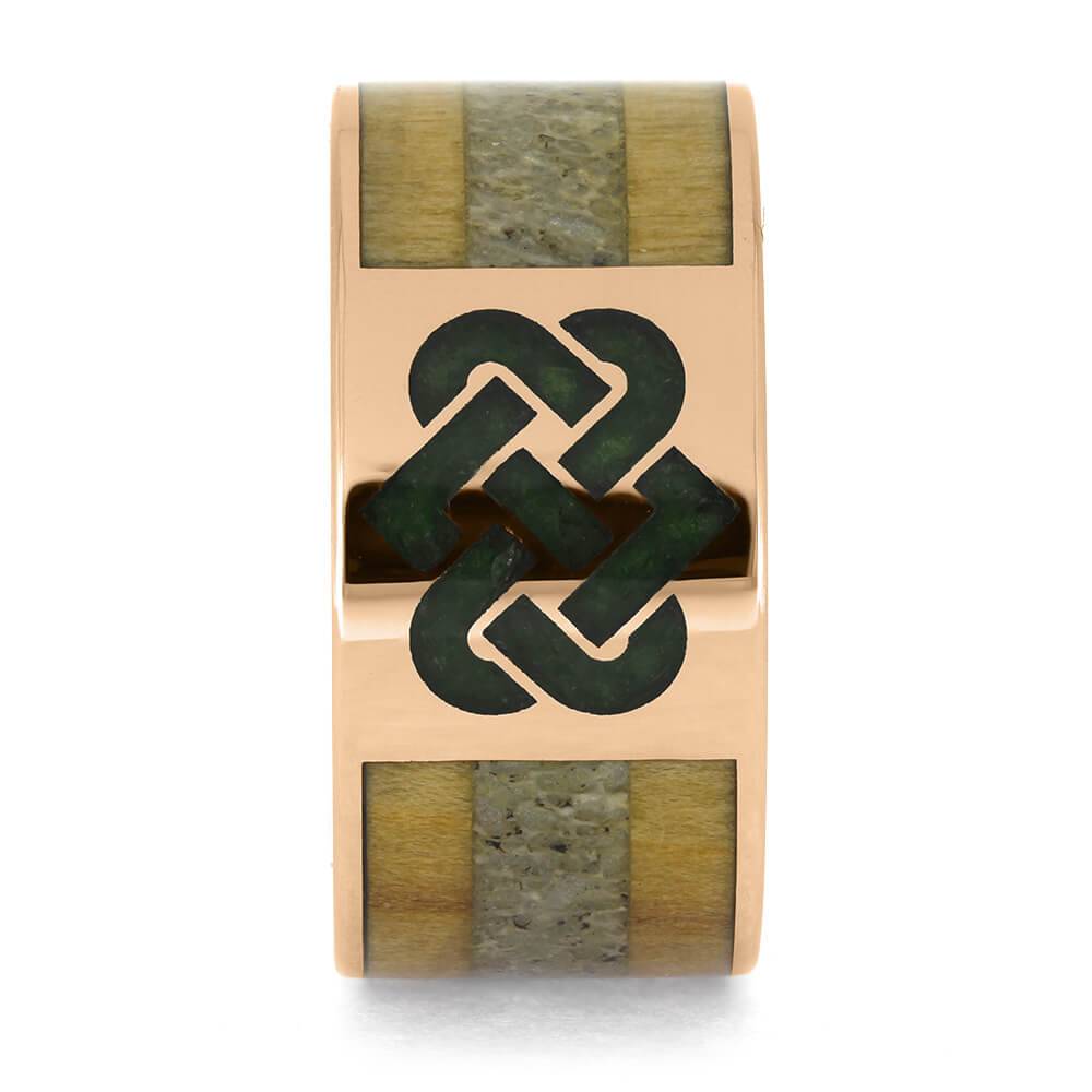 Rose Gold Celtic Ring with Wood and Oak
