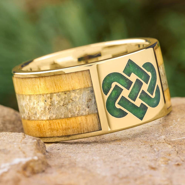 Gold Wedding Band with Celtic Knot