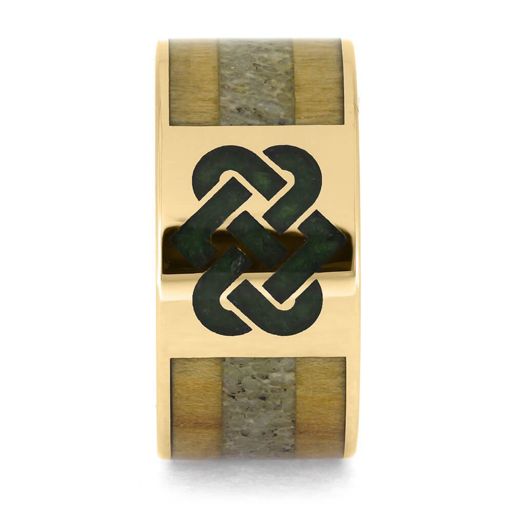 Yellow Gold Wedding Band with Peridot