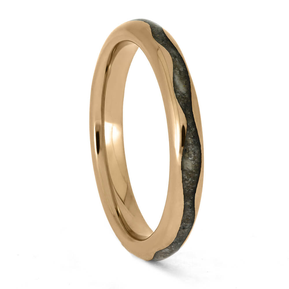 Wavy Gold Memorial Ring with Ashes