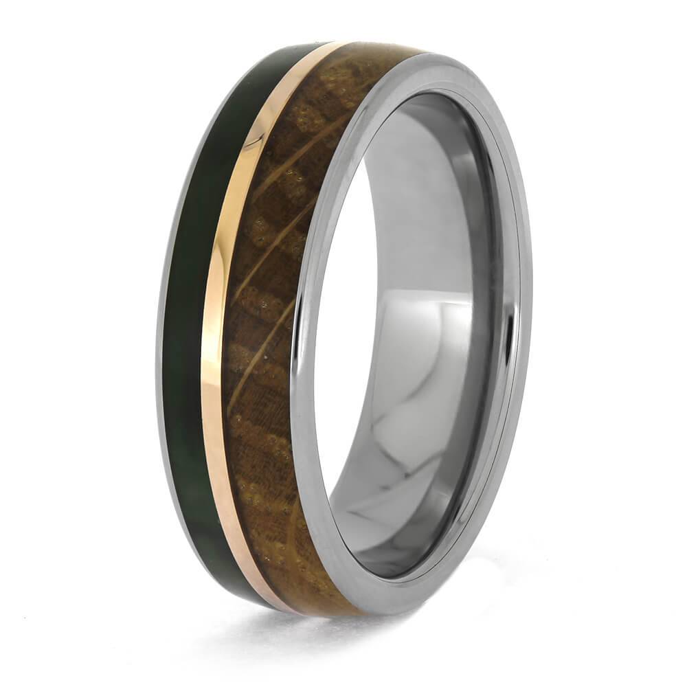 Jade and Whiskey Barrel Wedding Band