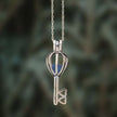 Rough Stone Necklace, Unique Key Pendant