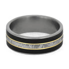 Wedding Band with Meteorite and Obsidian