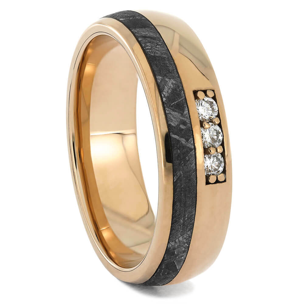 Rose Gold Wedding Band with Meteorite