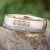 Men's Meteorite Wedding Band in White Gold