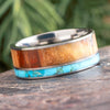 Petrified Wood and Turquoise Wedding Band