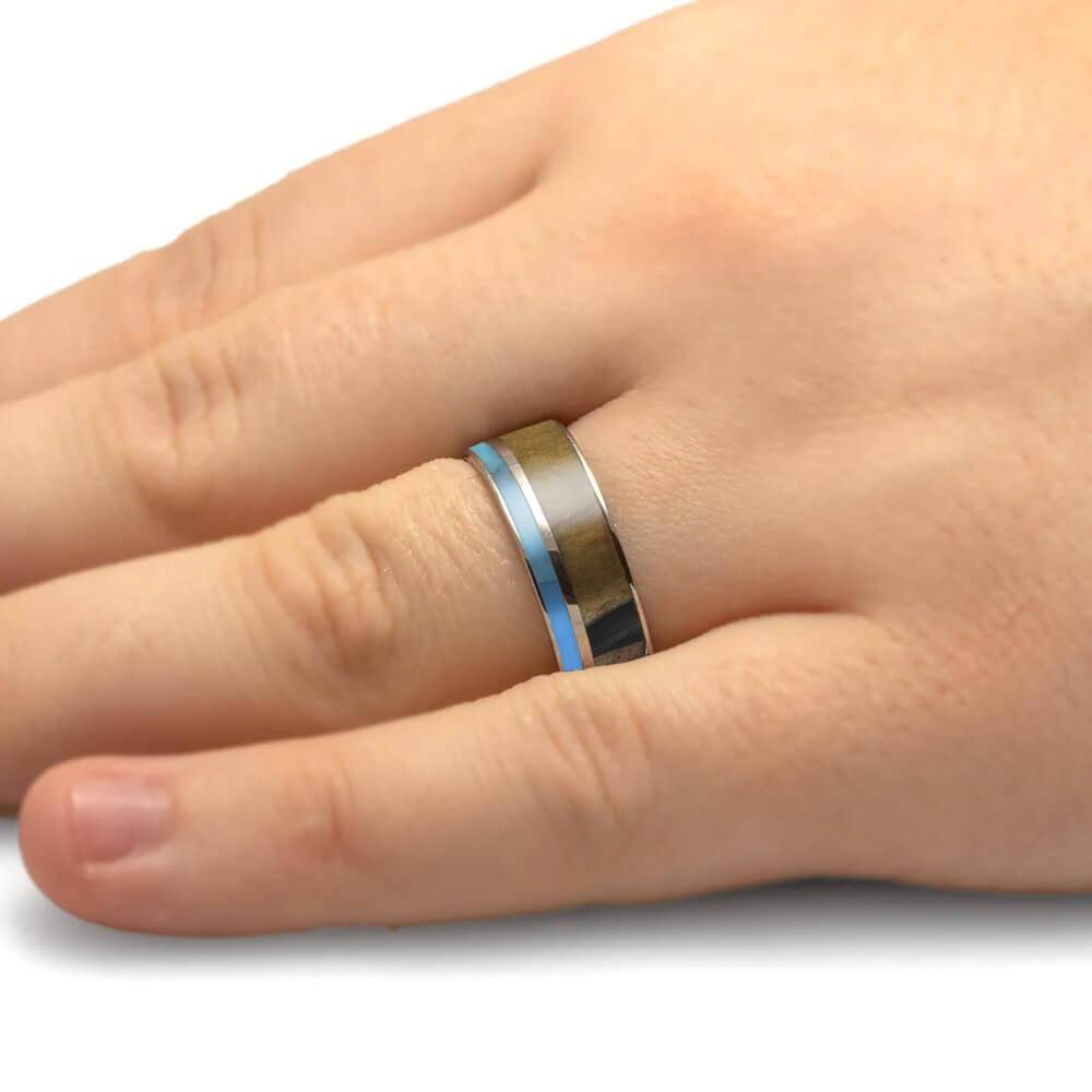 Wood and Turquoise Ring