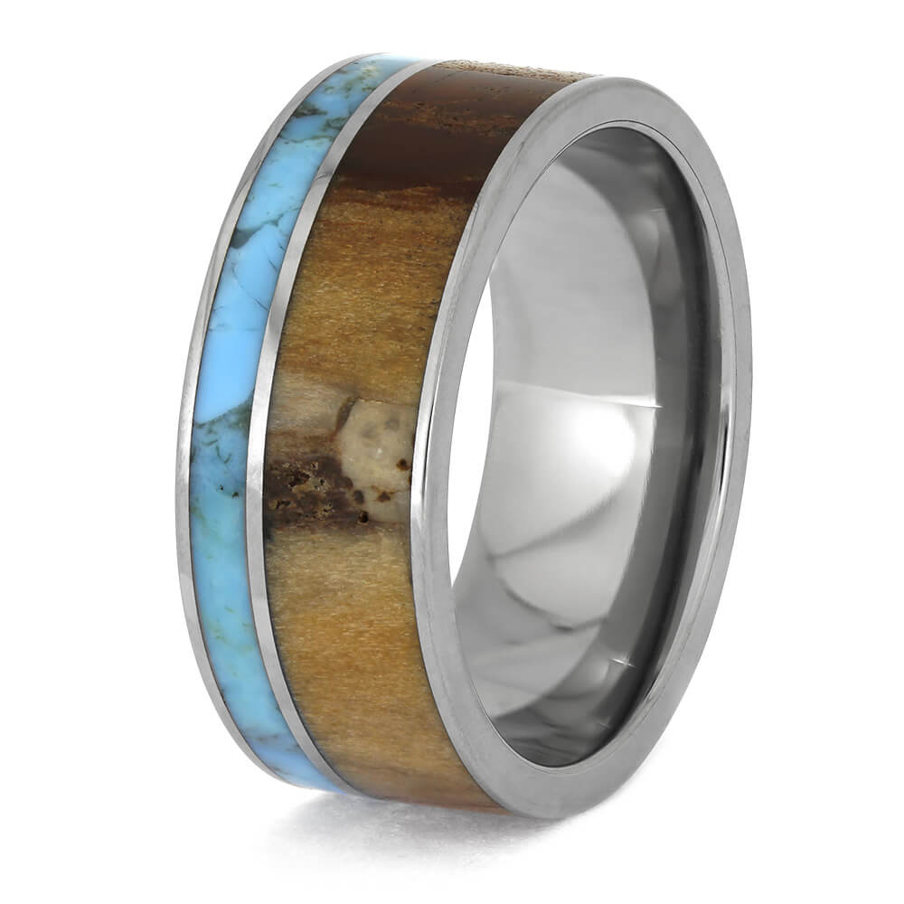 Men's Wedding Band with Turquoise