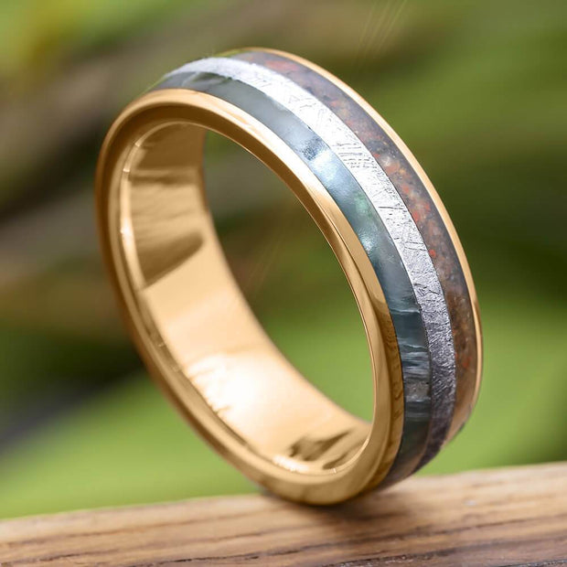Meteorite Ring with Jade
