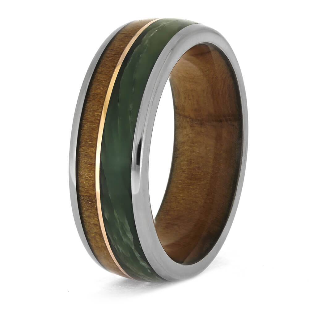 Jade and Wood Ring for Men