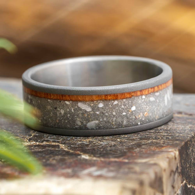 Ashes Memorial Ring with Wood Inlay