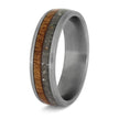 Angled view of cremation ring with wood and ashes inlays.