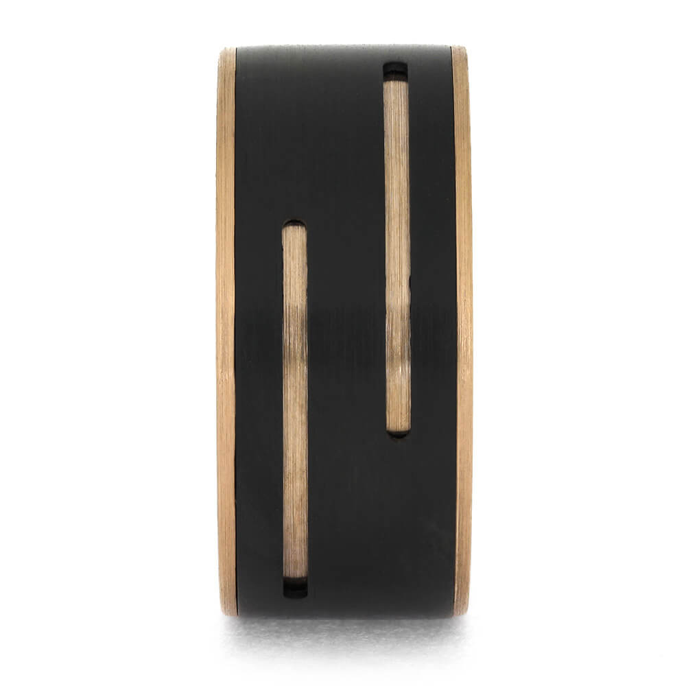 Black Ring with Gold Stripes