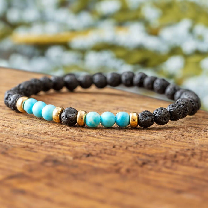 Lava Bracelet with Turquoise and Gold Jewelry By Johan