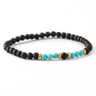 Turquoise Bracelet with Lava Beads and Gold Spacers