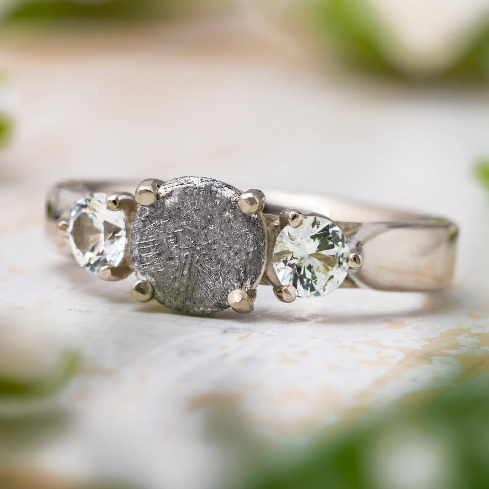 Meteorite Stone Engagement Ring