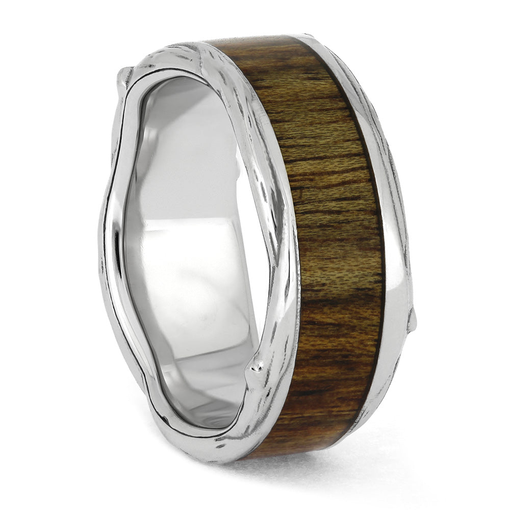 Wooden Silver Band - Original Design Jewelry - Lignum Vitae Wood