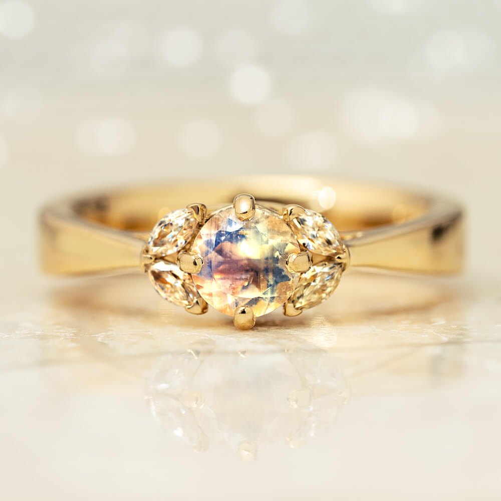 Floral Engagement Ring in Yellow Gold
