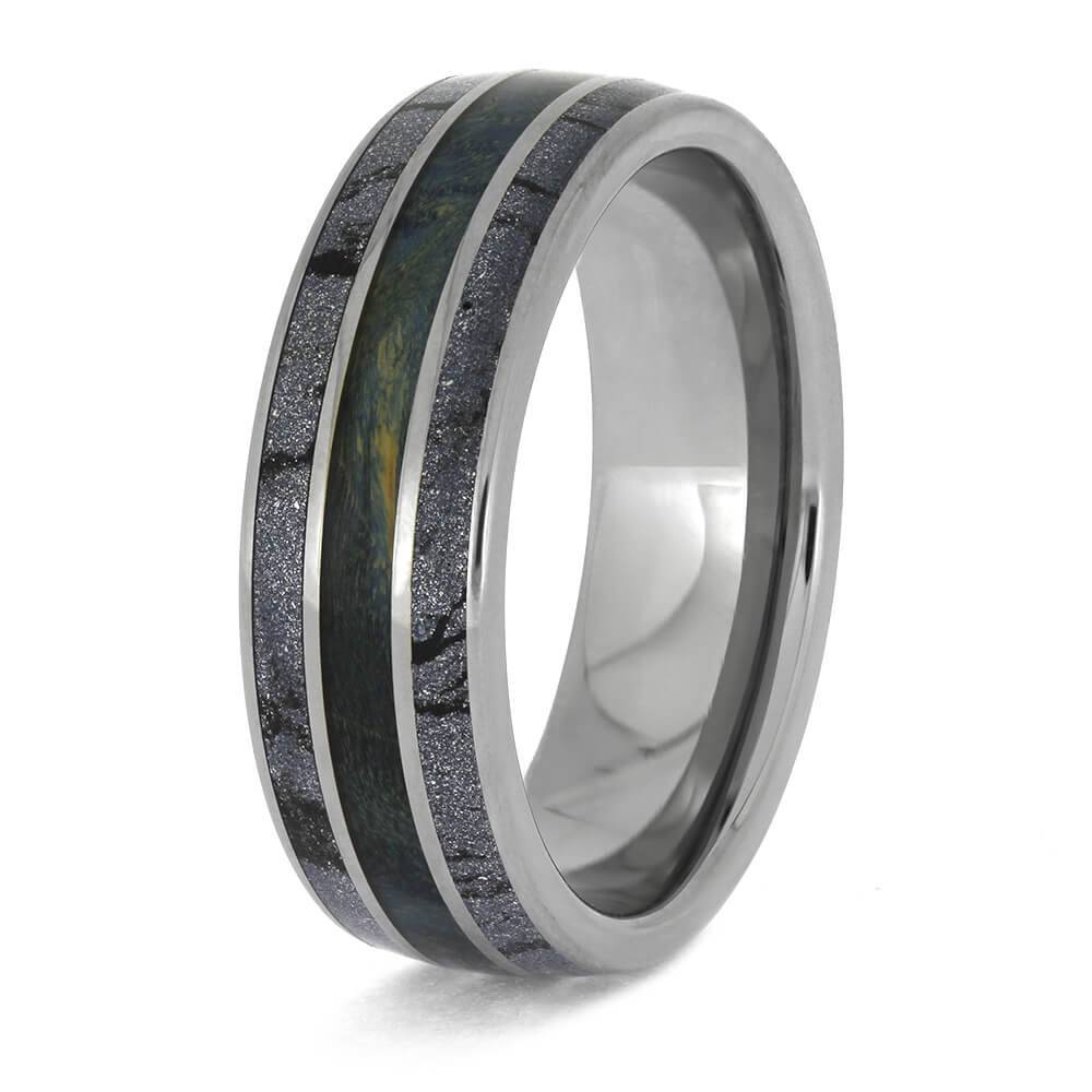 Men's Blue Ring with Mokume Gane