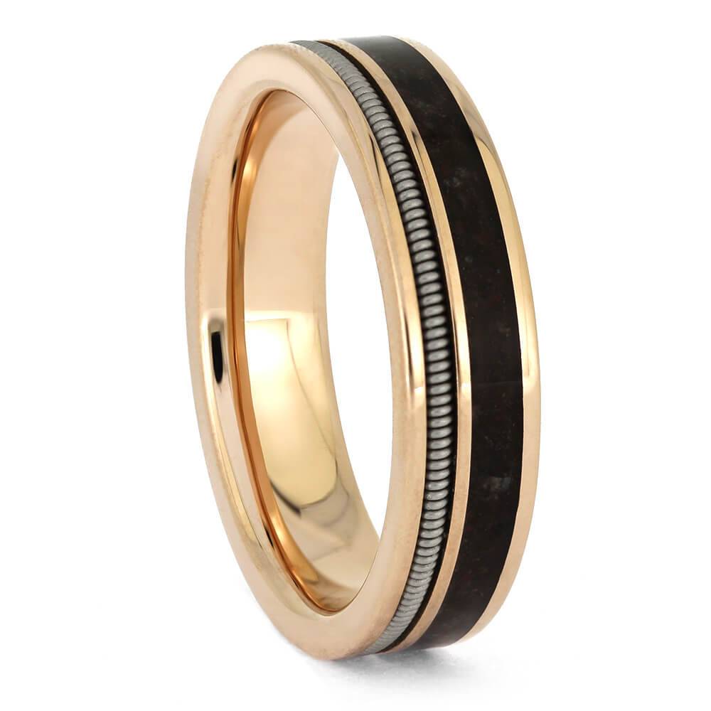 Guitar String and Dinosaur Bone Wedding Band