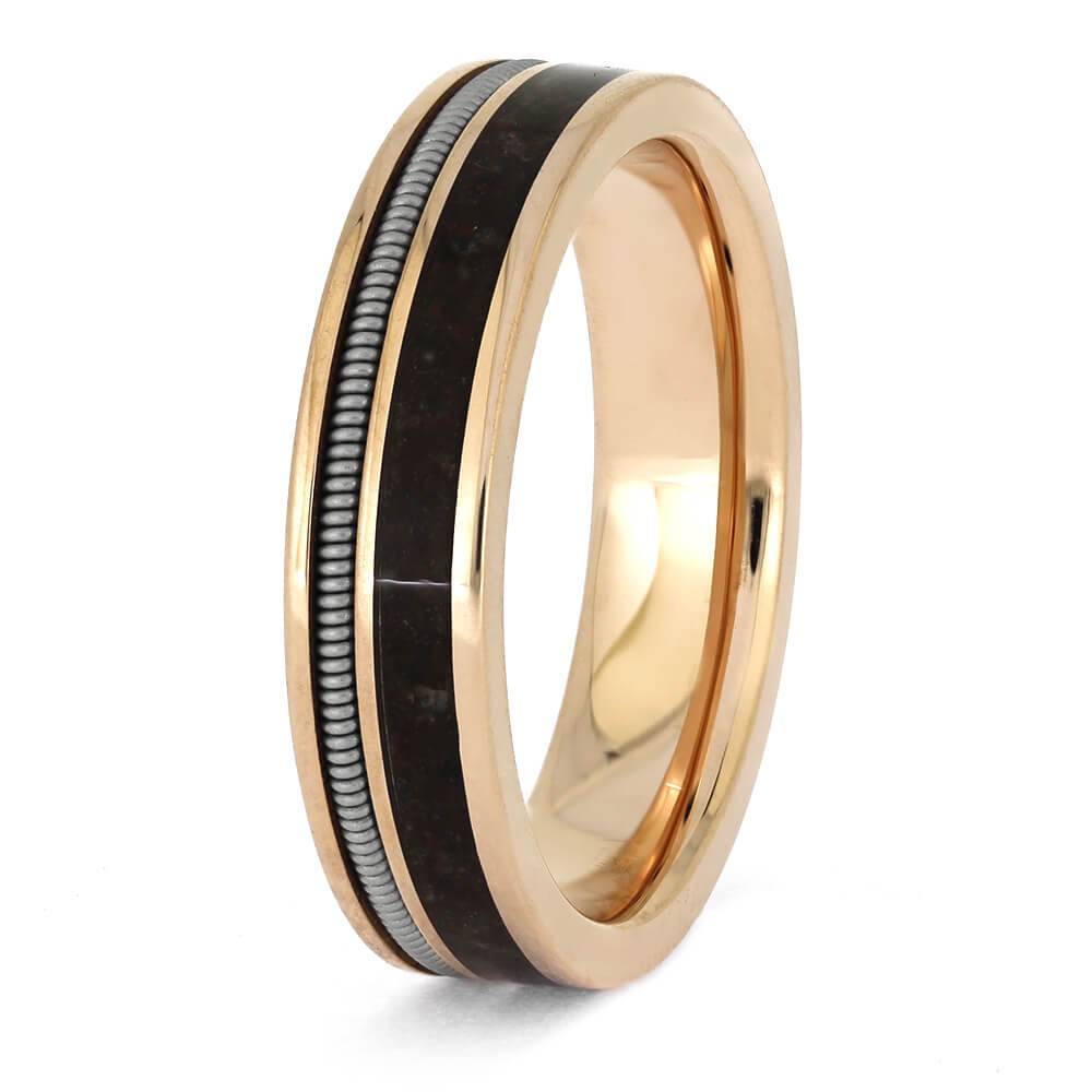 Guitar String and Dinosaur Bone Wedding Band