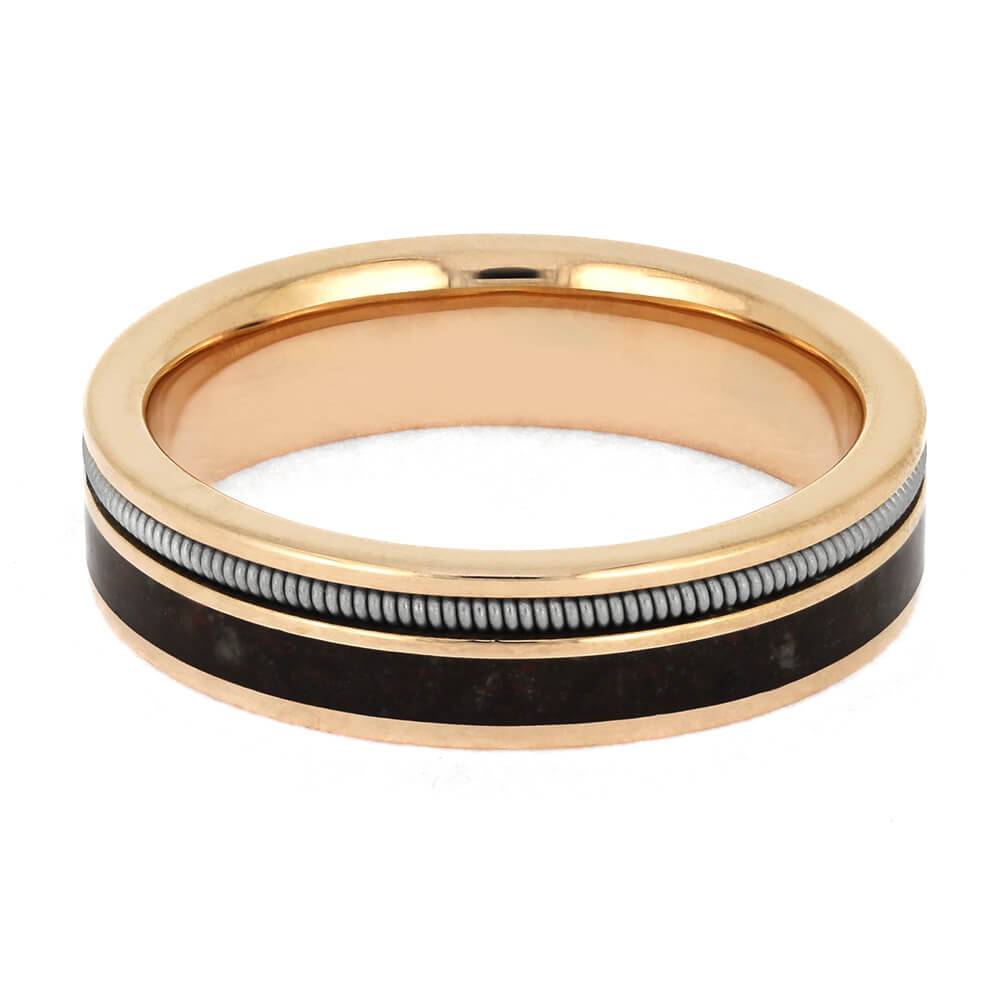 Guitar String and Dinosaur Bone Wedding Band