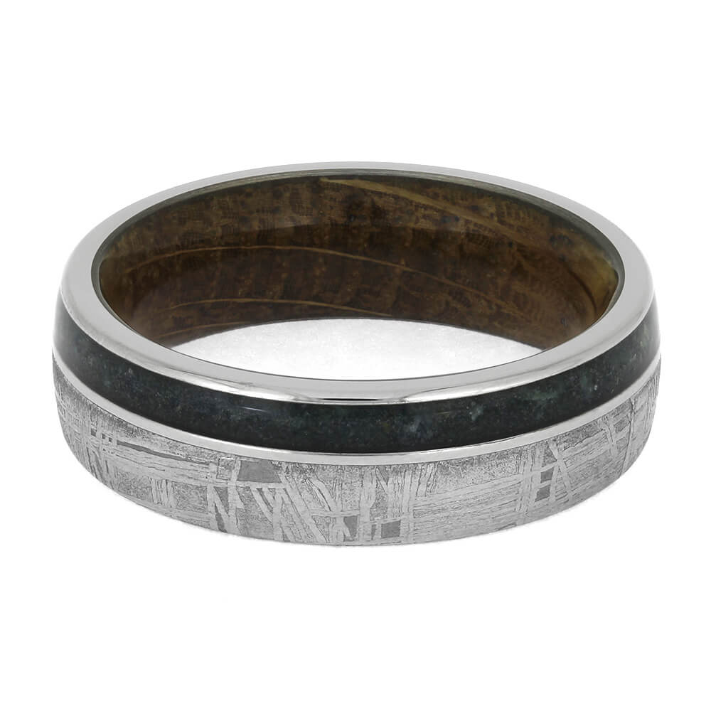 Bourbon Barrel Wedding Band with Meteorite