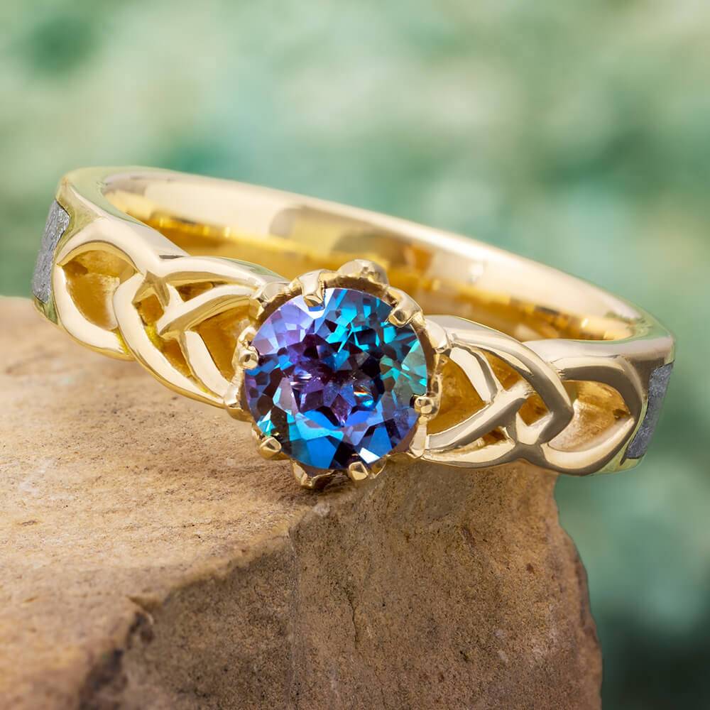 Celtic Engagement Ring with Alexandrite Stone