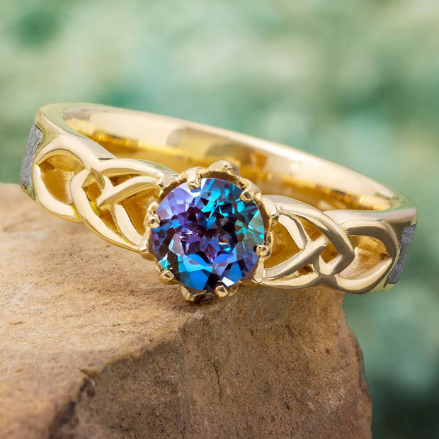 Celtic Engagement Ring with Alexandrite Stone