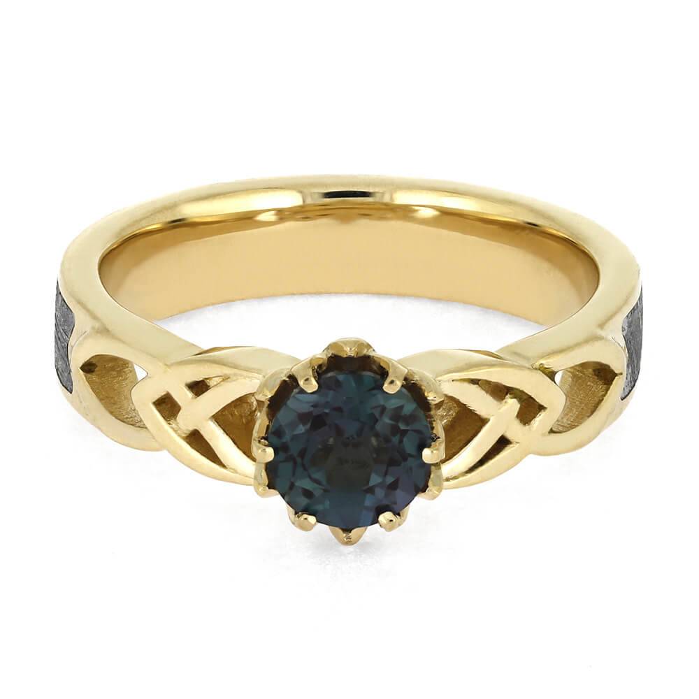 Meteorite Engagement Ring with Celtic Knot Design