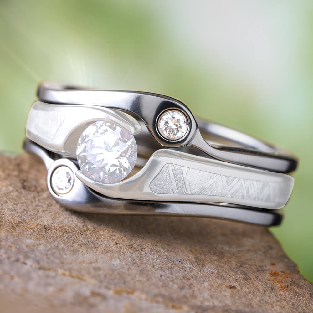 Diamond Ring Guard or Shadow Band in Titanium Jewelry by Johan