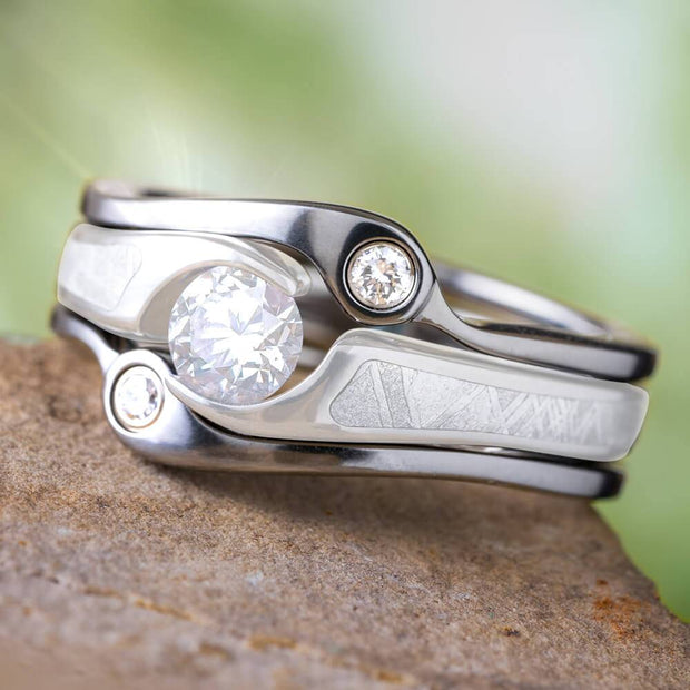 Titanium Ring Guard for Meteorite Ring