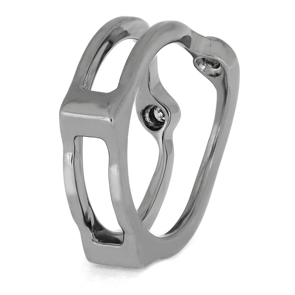 Women's Titanium Ring Guard with Diamond Accents