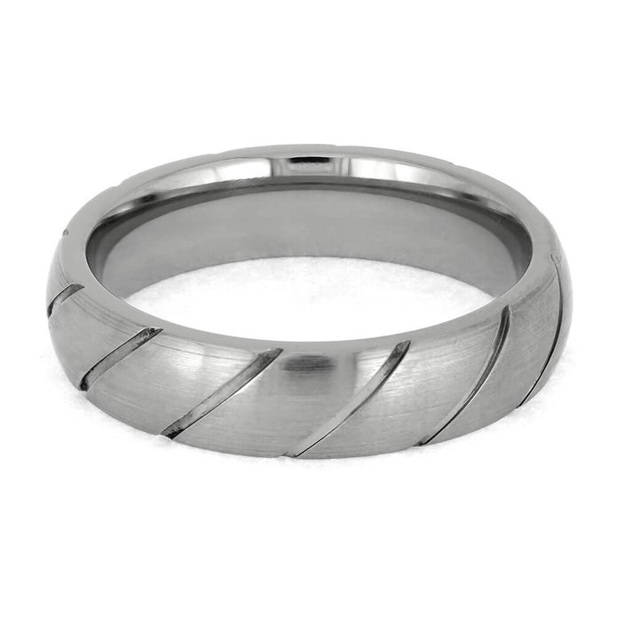 Spiral Groove Wedding Band for Men in Titanium
