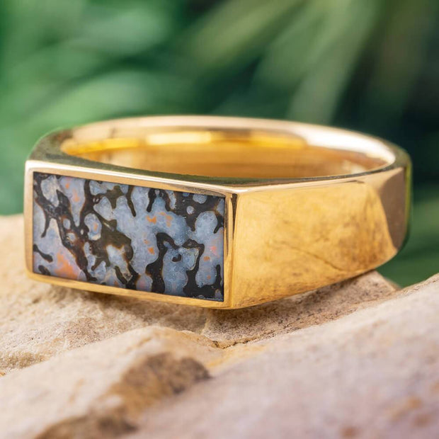 Dinosaur Bone Signet Ring for Men