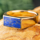 Gold and Blue Signet Ring for Men