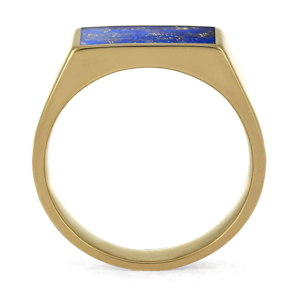 Natural Lapis Lazuli Signet Ring- Solitaire Ring-Men’s Signet Ring- on sale Blue Gemstone Ring- Solid 925 Sterling Silver Ring- Yellow Gold Vermeil