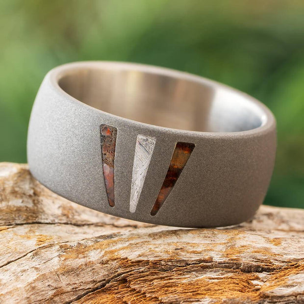 Triple Inlay Wedding Band for Men