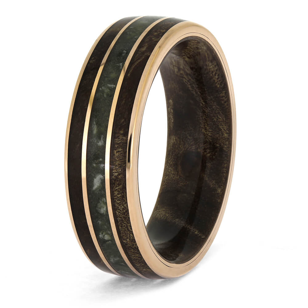 Wood Sleeve Ring with Jade