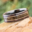 Black Ceramic Wedding Band with Purple Wood
