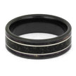 Black Ring with Fossil Inlay
