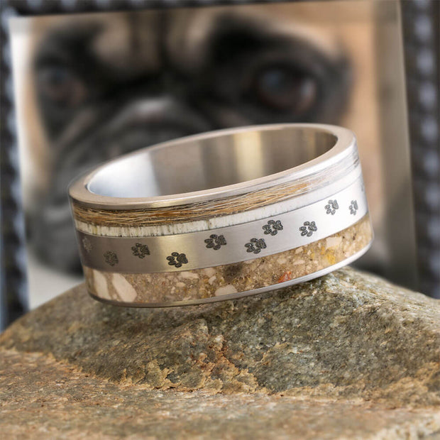 Pet Memorial Ring with Paw Prints