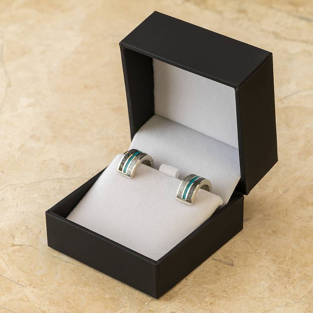 Meteorite and Dinosaur Bone Huggie Earrings