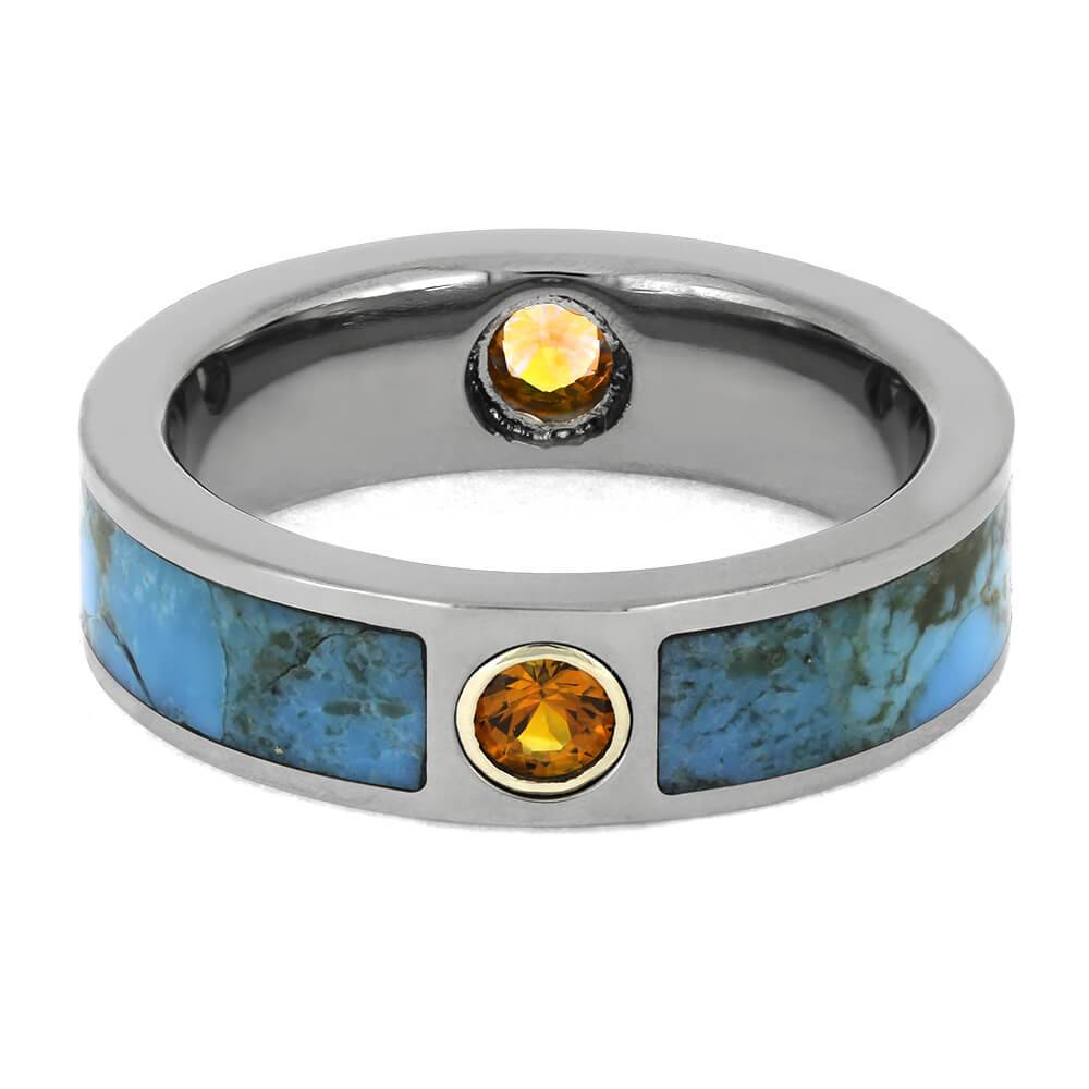 Teal and Orange Colored Wedding Ring