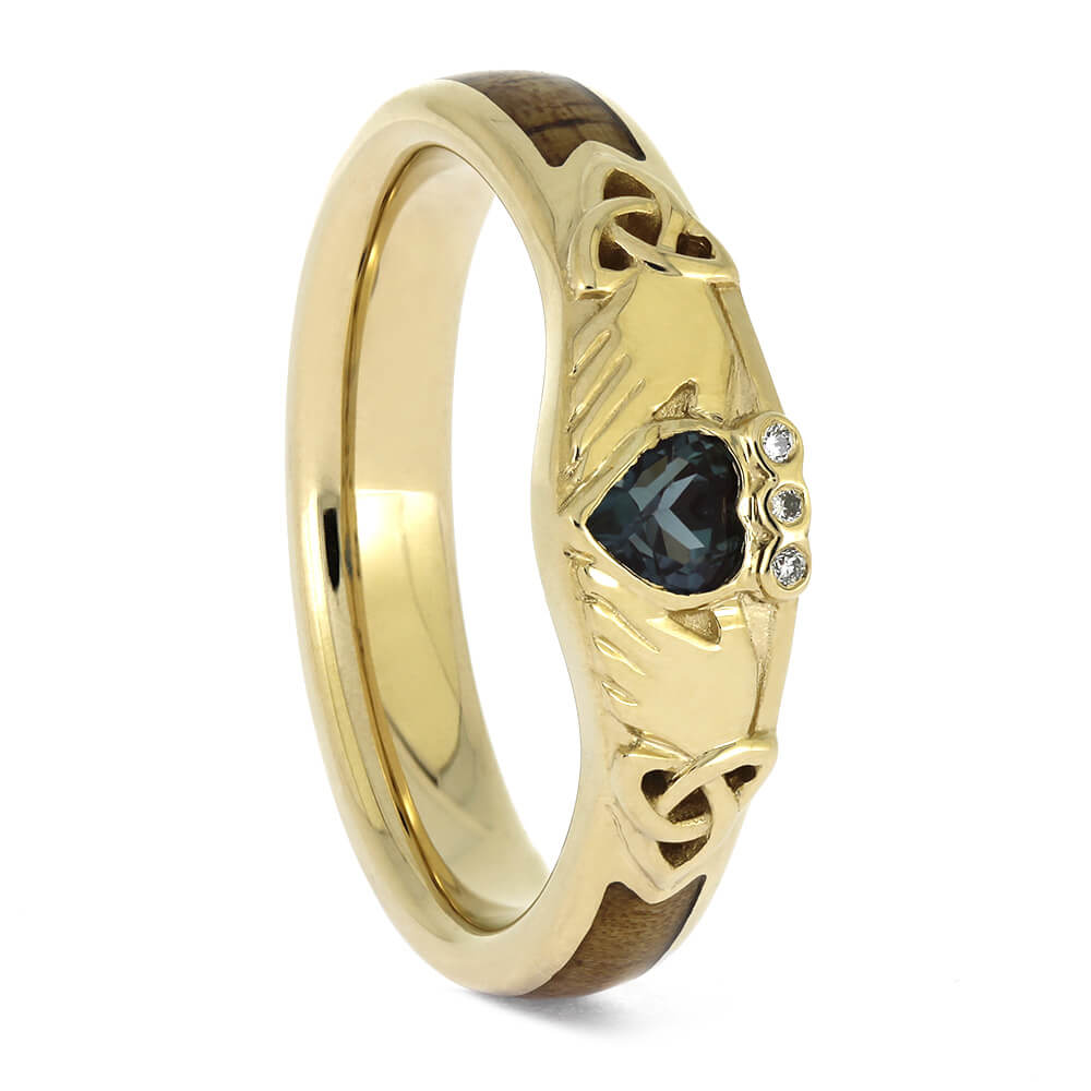 Custom Wood Inlay Claddagh Ring