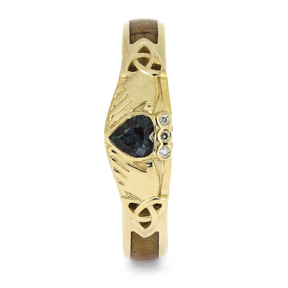 Claddagh Ring with Custom Wood Inlay