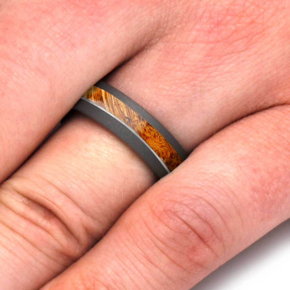 Wooden Ring with Titanium and Silver