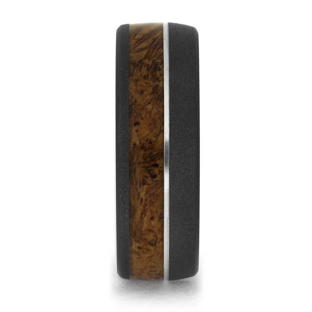 Cherry Wood Wedding Band with Silver Pinstripe