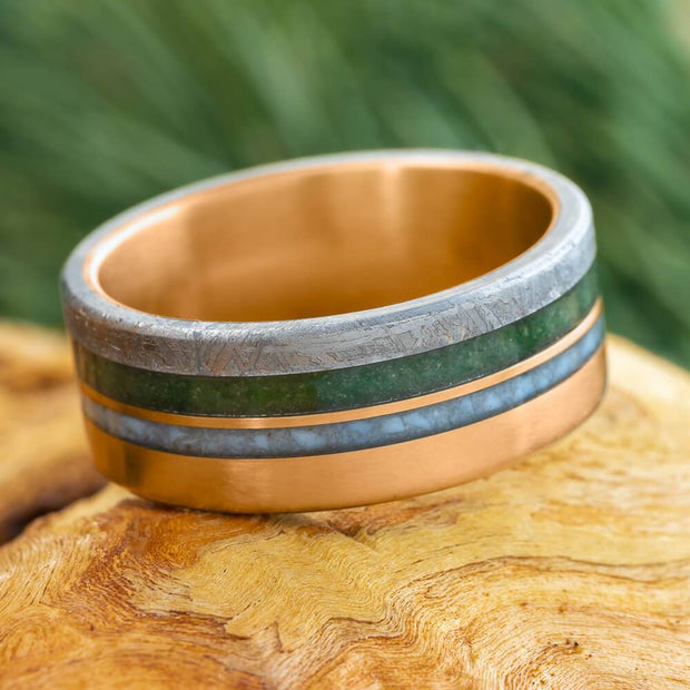 Rose Gold Birthstone Ring with Meteorite