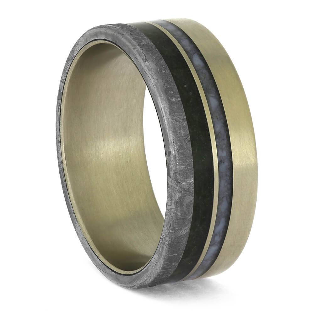 Opal and Peridot Ring with Meteorite